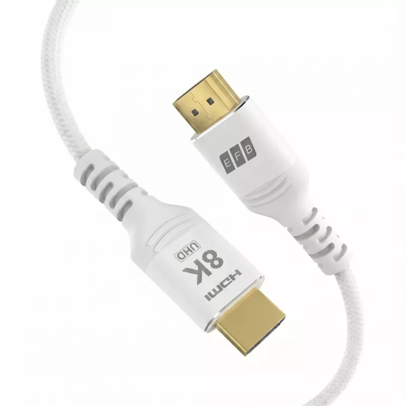 EFB Elektronik HDMI-21-00011 Cable HDMI Ultra High Speed, 8K60Hz, 48 Gbit/s, 2 m, blanco, compatible con HDMI 2.1/2.0
