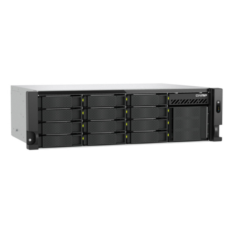 QNAP TS-h1655XeU-RP-8G NAS en rack de 16 bahías de poca profundidad, 8 GB RAM, 2x 10GbE, fuente de alimentación redundante