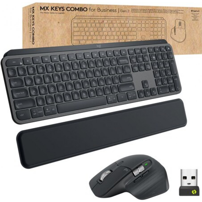 Logitech MX Keys Combo for Business set de teclado y ratón (920-010929), grafito, QWERTY italiano