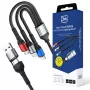 3MK Hyper Cable N-SERIES 6in1 USB-C / USB-A a USB-C / MicroUSB / Lightning, cable QC 3.0, 18 W (9 V / 2 A), 1.2 m, negro
