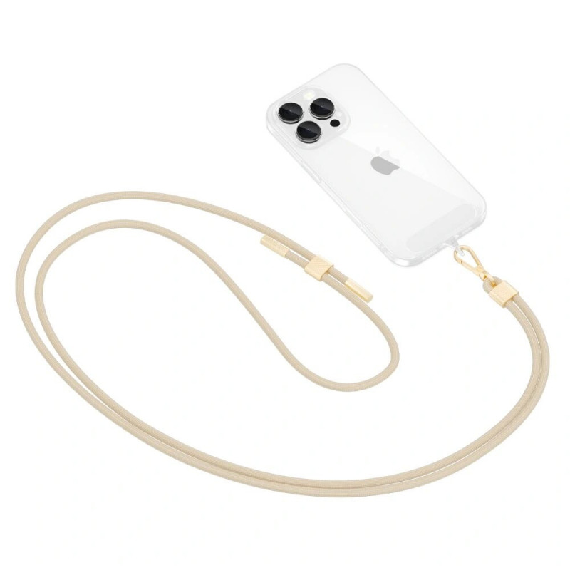 Tech-Protect C2S correa bandolera de cuerda para móvil, Beige/dorado