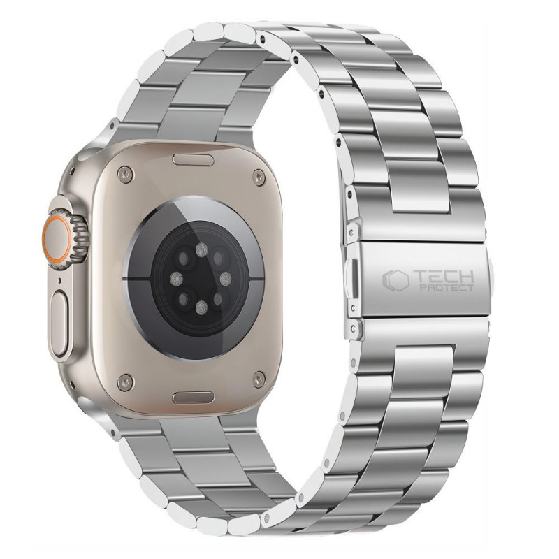 Tech-Protect Stainless correa de acero inoxidable para Apple Watch 8 / 9 / 10 / 11 / 12 / SE / Ultra (44 / 45 / 46 / 49 mm), plata