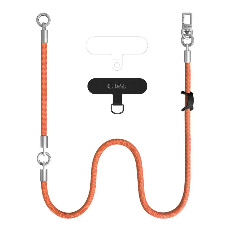 Tech-Protect C10S Rope Crossbody & Wrist set de correa bandolera y de muñeca para móvil, naranja/titanio