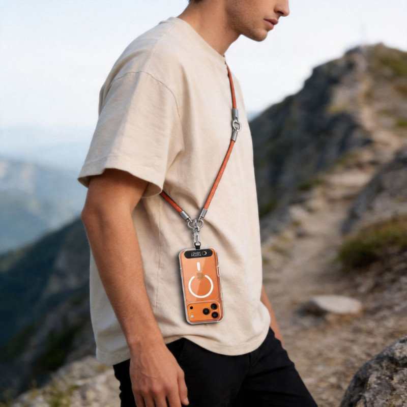 Tech-Protect C10S Rope Crossbody & Wrist set de correa bandolera y de muñeca para móvil, naranja/titanio