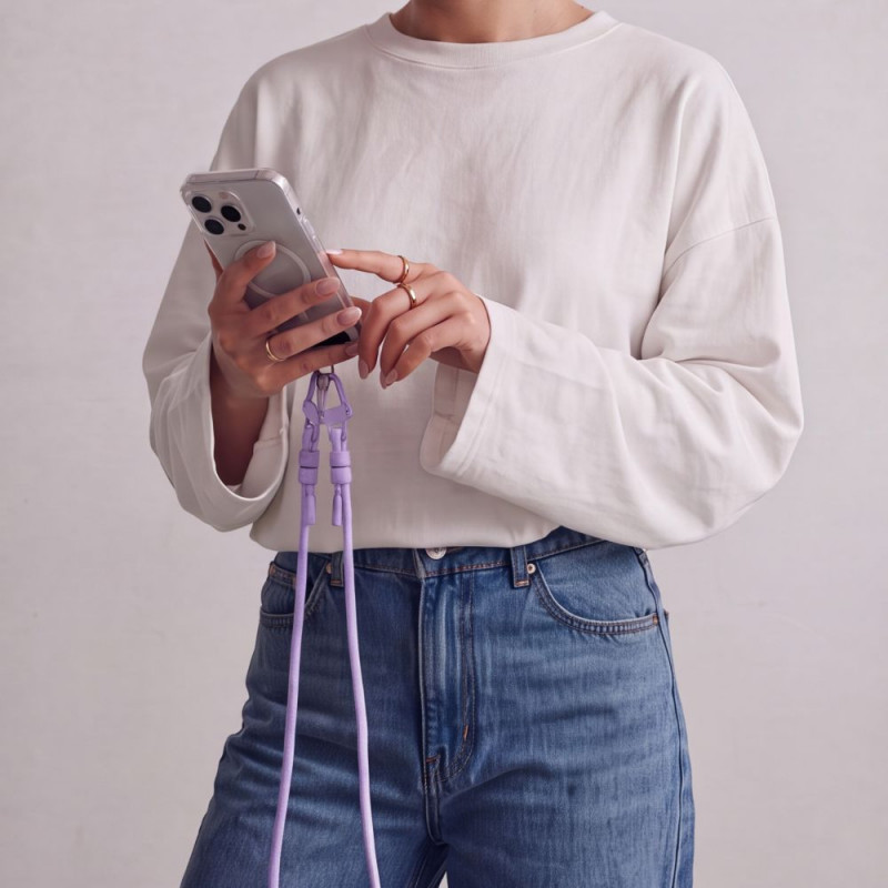 Tech-Protect C5SD Correa de cuerda cruzada para teléfono, 80 cm, Lavanda