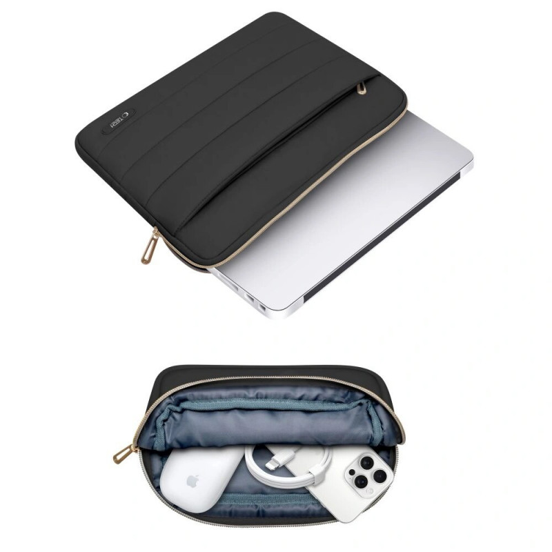 Tech-Protect Puffy THP3474 funda para portátil de 13-14 pulgadas con bolsa para accesorios, negra