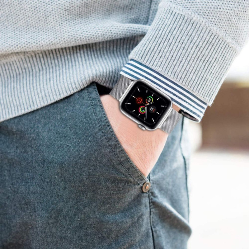Tech-Protect MilaneseBand Apple Watch 4/5/6/7/SE 44/45 mm pulsera de acero inoxidable, plateada