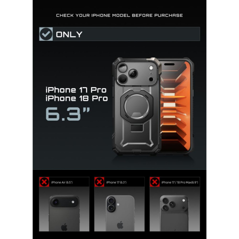 Funda Supcase UB Grip Mag MagSafe para Apple iPhone 17 Pro / 18 Pro, negra