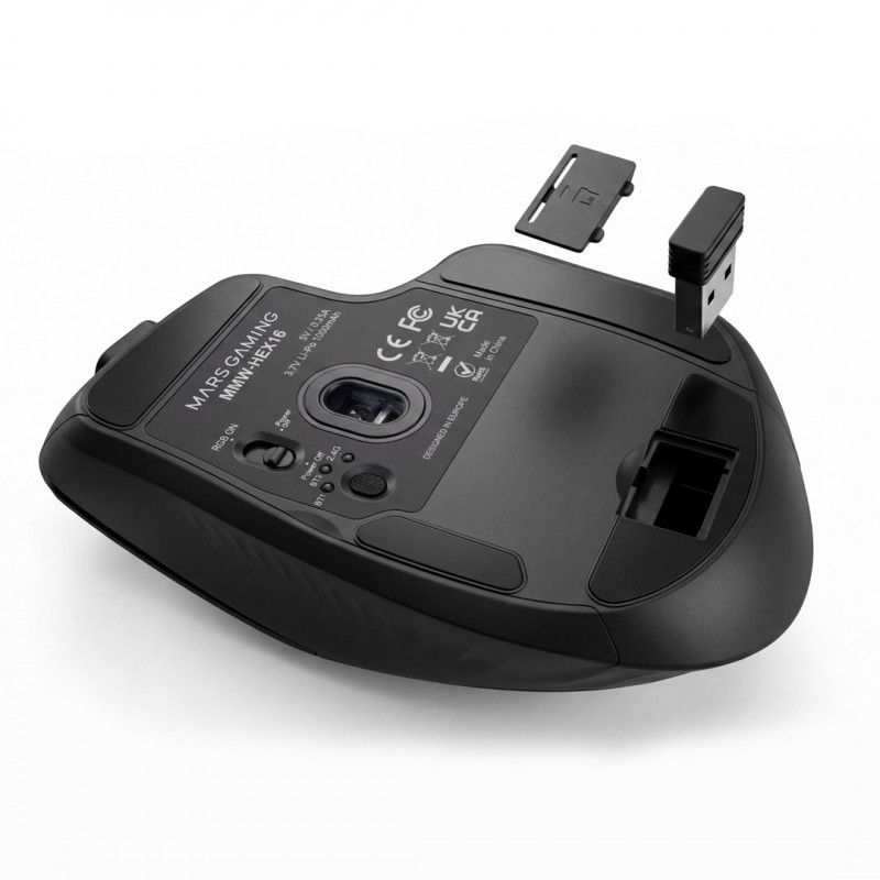 Tacens Mars Gaming MMW-HEX16 ratón gaming inalámbrico, 24000 DPI, Bluetooth 5.2, 2.4 GHz