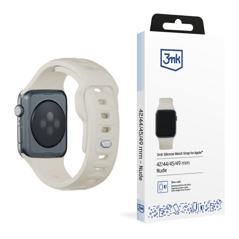 Correa de reloj de silicona 3mk para Apple Watch 42/44/45/49 mm, beige