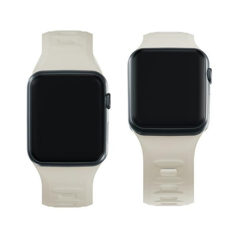 Correa de reloj de silicona 3mk para Apple Watch 42/44/45/49 mm, beige