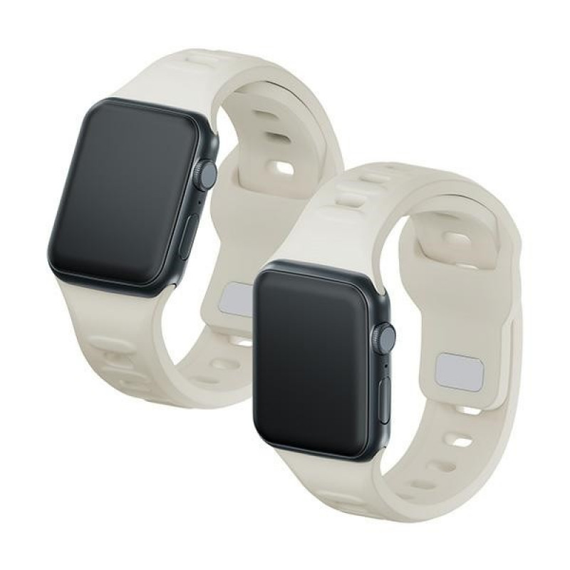 Correa de reloj de silicona 3mk para Apple Watch 42/44/45/49 mm, beige
