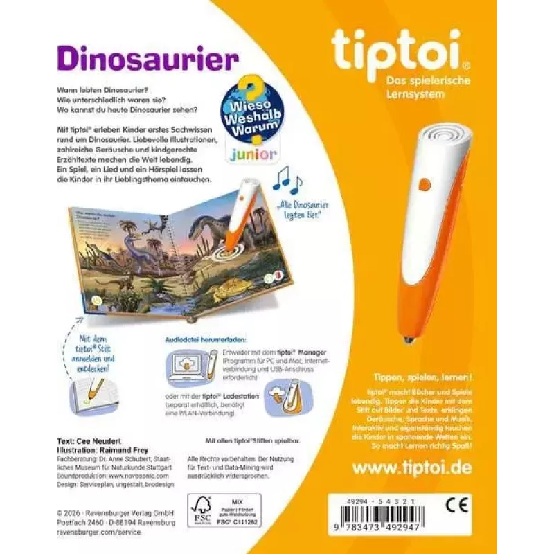 Ravensburger tiptoi ¿Por qué? ¿Por qué? ¿Por qué? Junior Dinosaurios (49294)