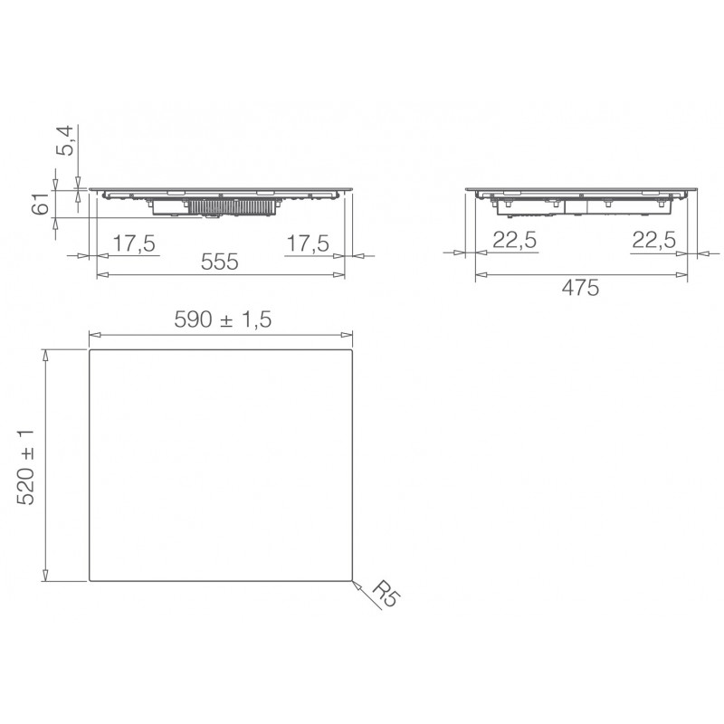 Placa de inducción integrada Elica Primis 604 Plus PRF0199861, 60 cm, 4 zonas, negra