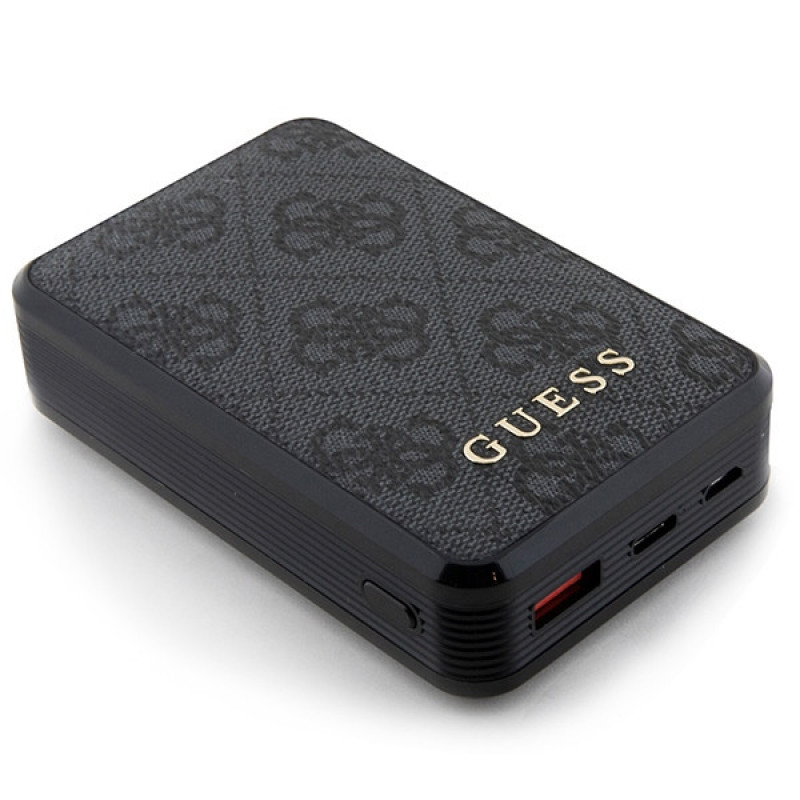 Guess GUPB10DP4GEGK Power Bank 10000 mAh, 18 W, 4G Leather Metal Logo, negro