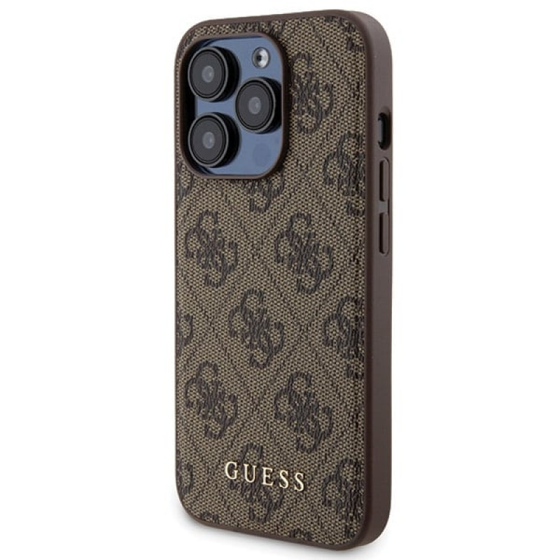 Funda rígida Guess GUBPM5P15X4GEMGW para Apple iPhone 15 Pro Max + batería externa MagSafe de 5000 mAh, 4G Metal Logo, marrón