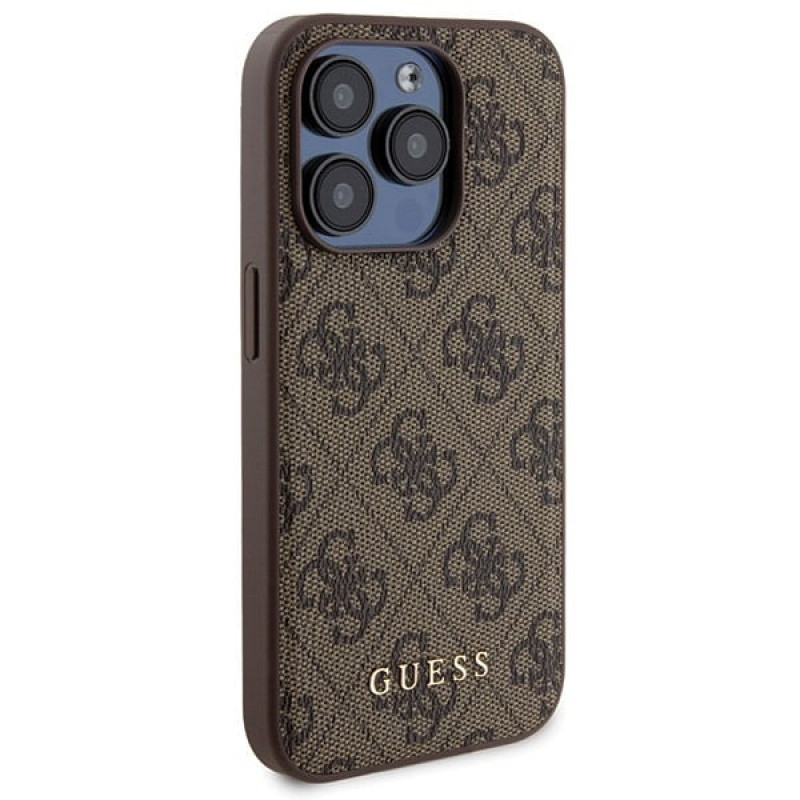 Funda rígida Guess GUBPM5P15X4GEMGW para Apple iPhone 15 Pro Max + batería externa MagSafe de 5000 mAh, 4G Metal Logo, marrón