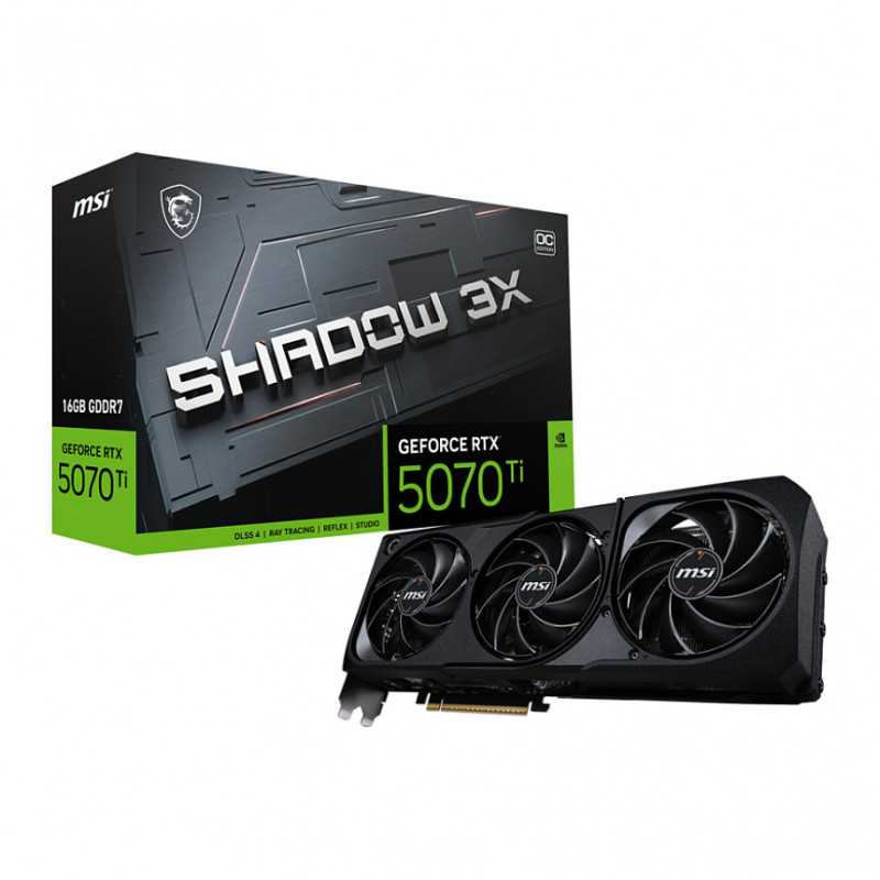 Tarjeta gráfica MSI GeForce RTX 5070 Ti 16G Shadow 3X OC, 16 GB GDDR7, 3 ventiladores