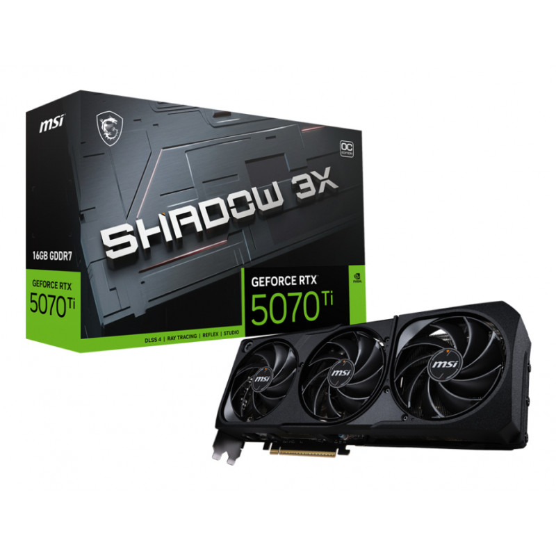 Tarjeta gráfica MSI GeForce RTX 5070 Ti 16G Shadow 3X OC, 16 GB GDDR7, 3 ventiladores