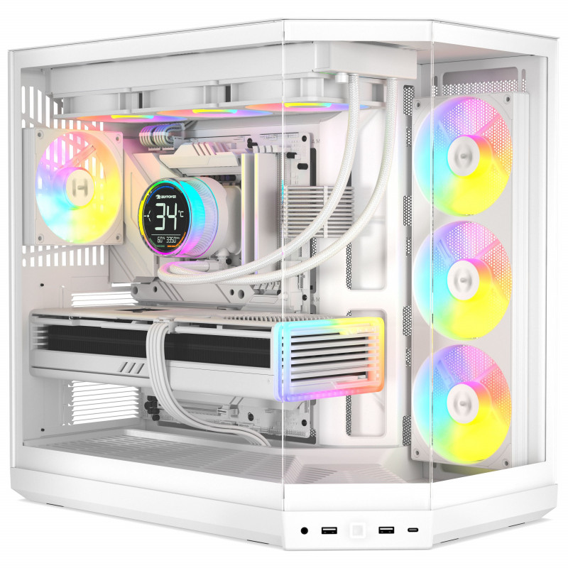 Caja de PC HYTE Y50 Snow White, blanca, cristal templado x 3