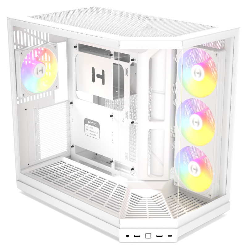 Caja de PC HYTE Y50 Snow White, blanca, cristal templado x 3