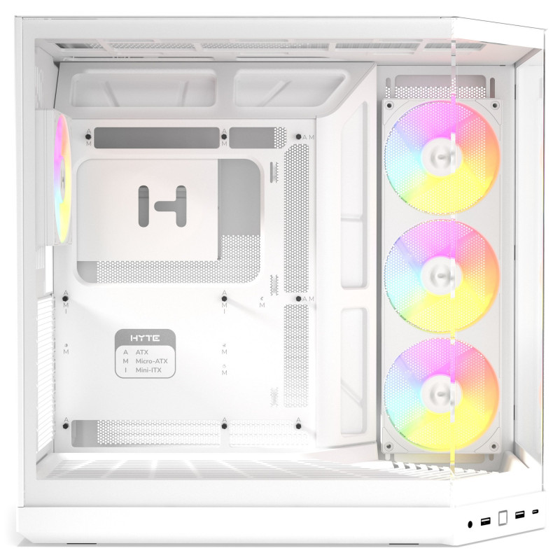 Caja de PC HYTE Y50 Snow White, blanca, cristal templado x 3