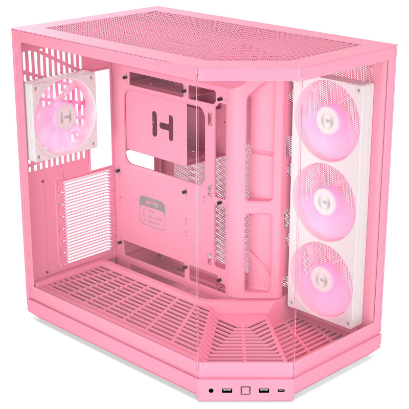 Caja PC HYTE Y50 Strawberry Milk, rosa claro, cristal templado x 3