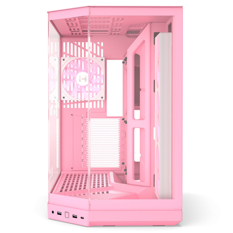 Caja PC HYTE Y50 Strawberry Milk, rosa claro, cristal templado x 3
