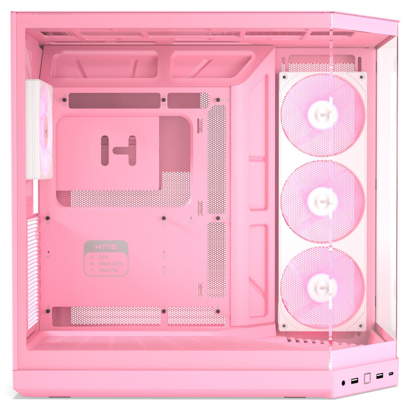 Caja PC HYTE Y50 Strawberry Milk, rosa claro, cristal templado x 3