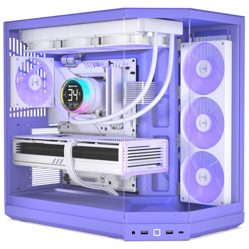 Caja para PC HYTE Y50 Taro Milk, morada, cristal templado x 3