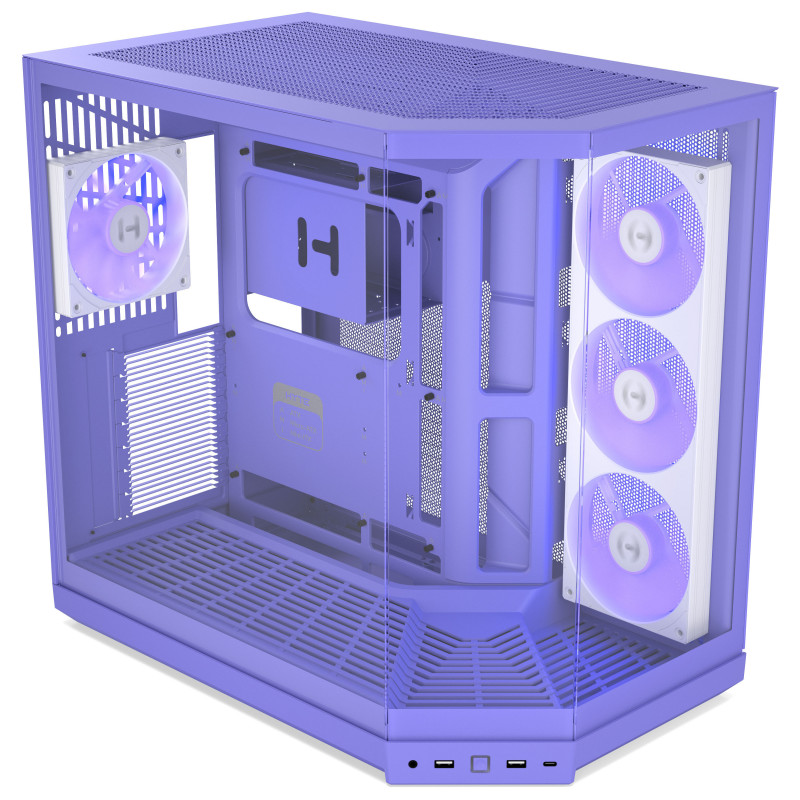 Caja para PC HYTE Y50 Taro Milk, morada, cristal templado x 3