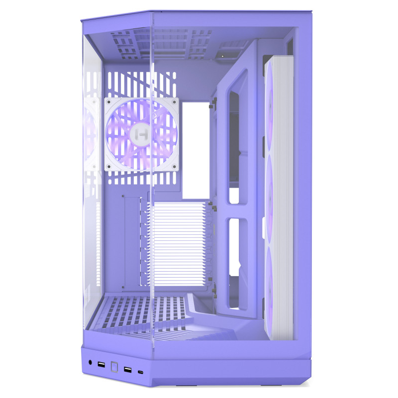 Caja para PC HYTE Y50 Taro Milk, morada, cristal templado x 3
