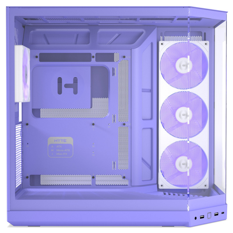 Caja para PC HYTE Y50 Taro Milk, morada, cristal templado x 3