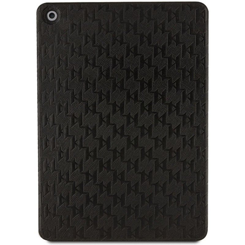 Funda tipo libro Karl Lagerfeld KLFC10SAKHPKK Saffiano Monogram Ikonik para Apple iPad 10.2 (7.ª, 8.ª, 9.ª gen.), negra