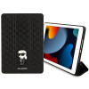 Funda tipo libro Karl Lagerfeld KLFC10SAKHPKK Saffiano Monogram Ikonik para Apple iPad 10.2 (7.ª, 8.ª, 9.ª gen.), negra