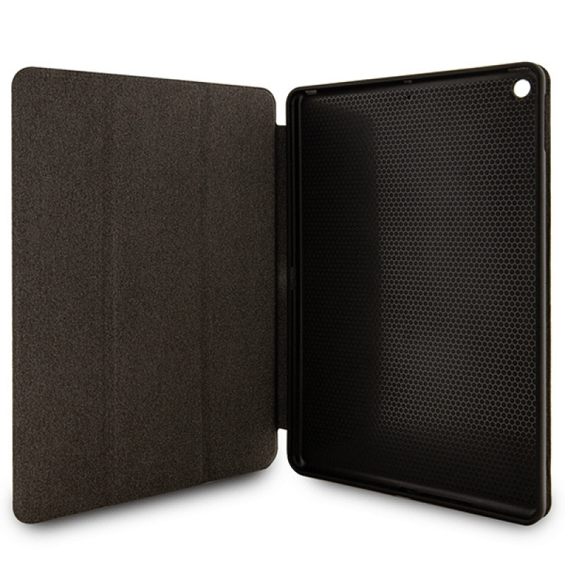 Funda tipo libro Karl Lagerfeld KLFC10SAKHPKK Saffiano Monogram Ikonik para Apple iPad 10.2 (7.ª, 8.ª, 9.ª gen.), negra