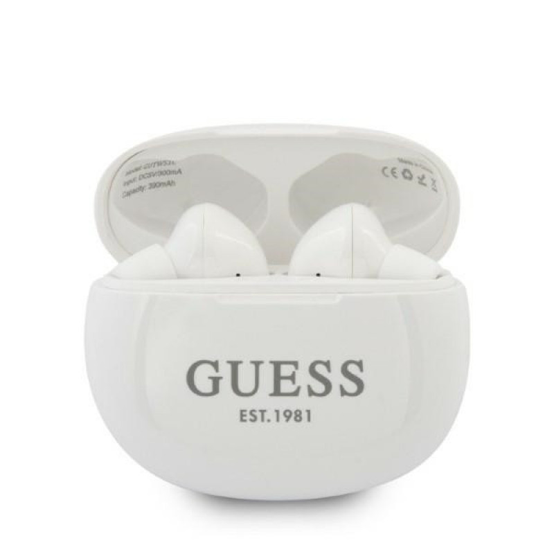 Guess GUTWS1CWHTWS Auriculares inalámbricos intraurales con estación de acoplamiento, Bluetooth 5.0, blancos