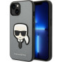 Karl Lagerfeld KLHCP14SSAPKHG Funda rígida para Apple iPhone 14, Saffiano Karl's Head Patch, plateada