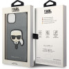Karl Lagerfeld KLHCP14SSAPKHG Funda rígida para Apple iPhone 14, Saffiano Karl's Head Patch, plateada