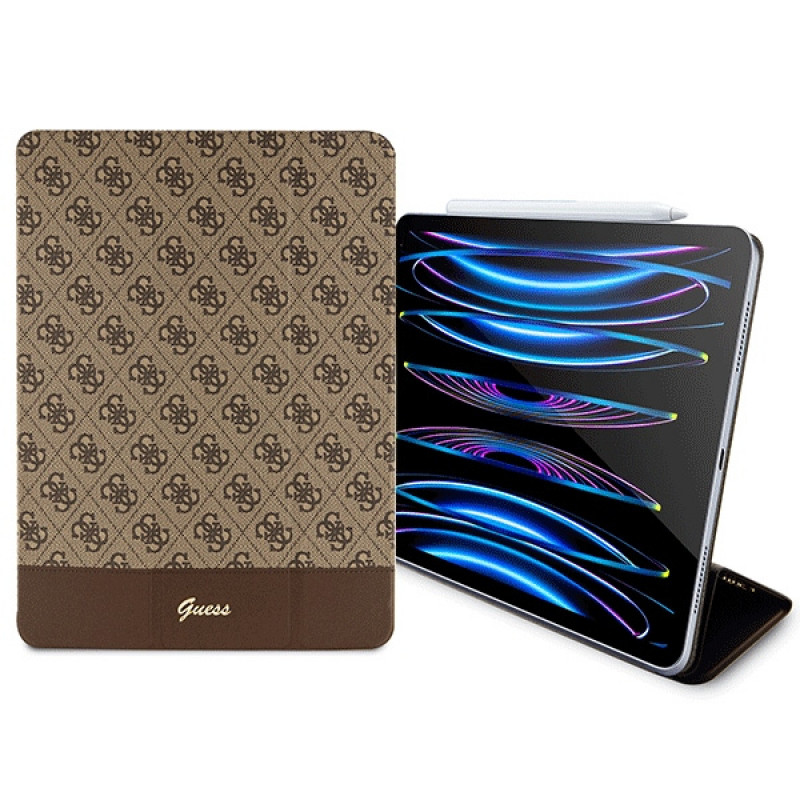 Funda Guess GUFCP12PS4SGW para Apple iPad Pro 12.9 (2020/2021/2022, 4.ª/5.ª/6.ª gen), 4G Stripe Allover, marrón