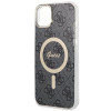 Funda rígida Guess GUBPP14SH4EACSK para Apple iPhone 14 + cargador inalámbrico, 4G Print, MagSafe, negra