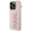 Funda rígida Karl Lagerfeld KLHCP15X3DMBKCP para Apple iPhone 15 Pro Max, logotipo 3D Rubber Glitter, rosa