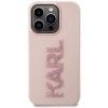 Funda rígida Karl Lagerfeld KLHCP15X3DMBKCP para Apple iPhone 15 Pro Max, logotipo 3D Rubber Glitter, rosa