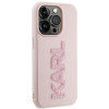 Funda rígida Karl Lagerfeld KLHCP15X3DMBKCP para Apple iPhone 15 Pro Max, logotipo 3D Rubber Glitter, rosa