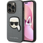 Funda rígida Karl Lagerfeld KLHCP14LSAPKHG para Apple iPhone 14 Pro, Saffiano Karl's Head Patch, plateada