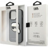 Funda rígida Karl Lagerfeld KLHCP14LSAPKHG para Apple iPhone 14 Pro, Saffiano Karl's Head Patch, plateada