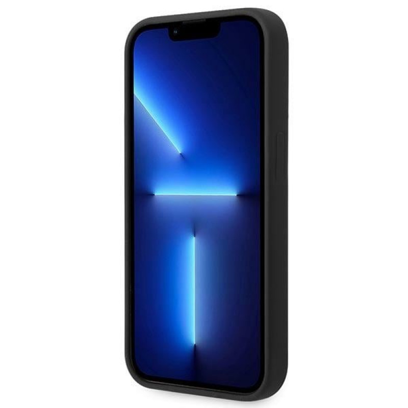 Guess GUHMP14XSBPLK Funda rígida Apple iPhone 14 Pro Max, Silicona Logo Plate MagSafe, Negra