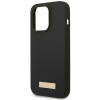 Guess GUHMP14XSBPLK Funda rígida Apple iPhone 14 Pro Max, Silicona Logo Plate MagSafe, Negra