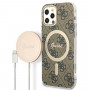 Guess GUBPP12MH4EACSW Funda + Cargador inalámbrico Apple iPhone 12 / iPhone 12 Pro marrón Hardcase, 4G Print, MagSafe