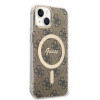 Guess GUBPP14MH4EACSW Funda + Cargador inalámbrico Apple iPhone 14 Plus / iPhone 15 Plus marrón Hardcase, 4G Print, MagSafe